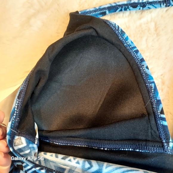 NWT Speedo Halter Tank Bathing Suit Blue Black  Print Sz 16 - Picture 10 of 14